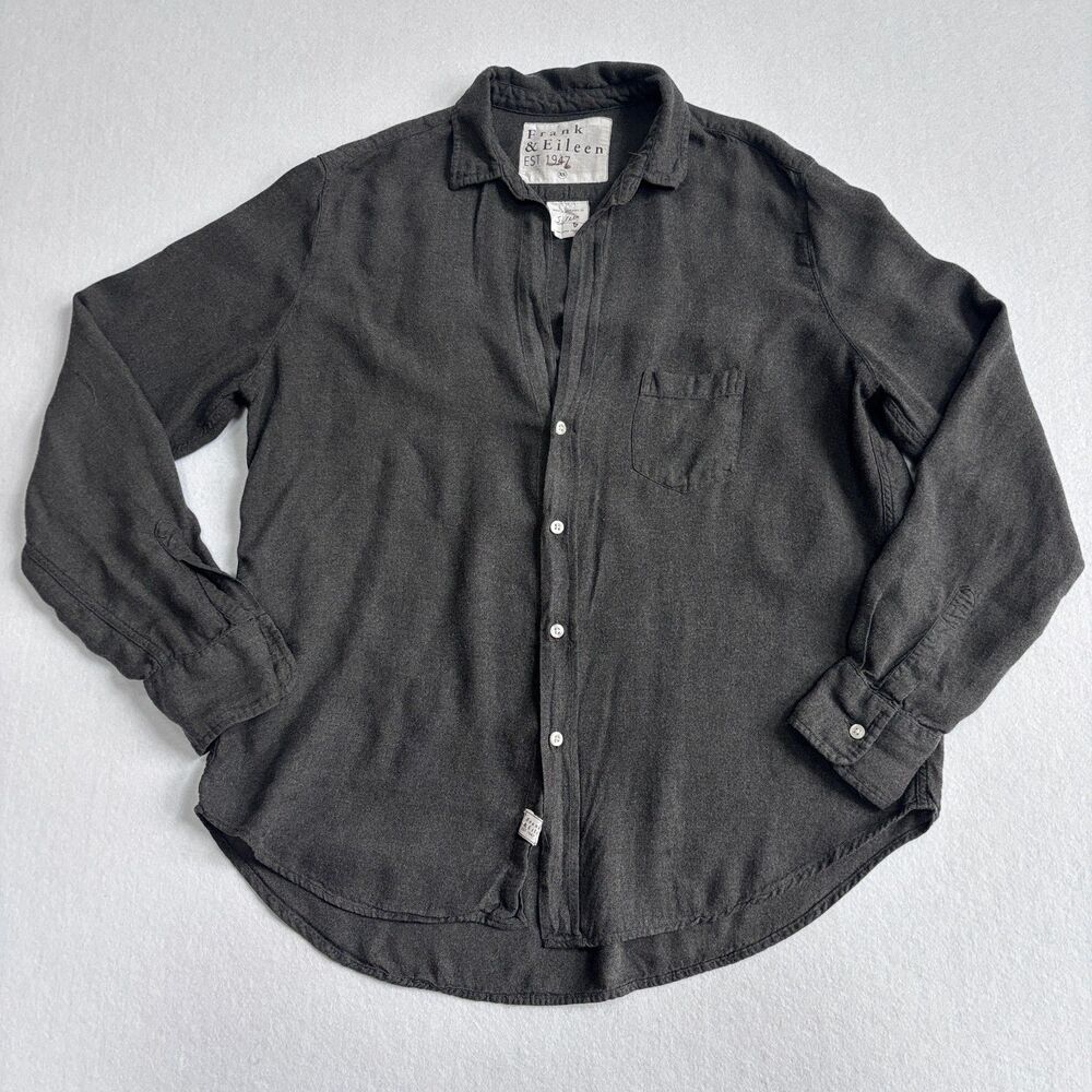 Frank & Eileen Eileen Button Down Long Sleeve Shirt Women's XS Gray Soft Preppy